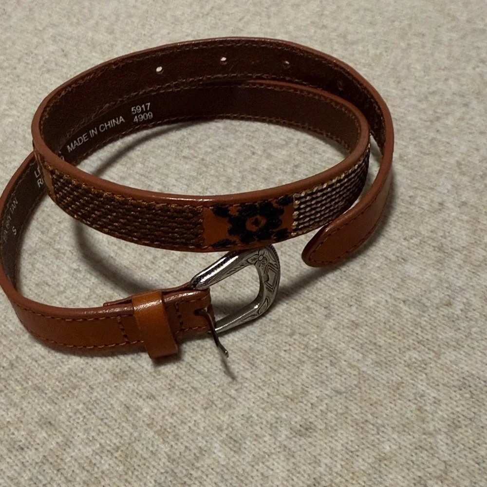 Topshop Tan Leather Belt with Silver Buckle